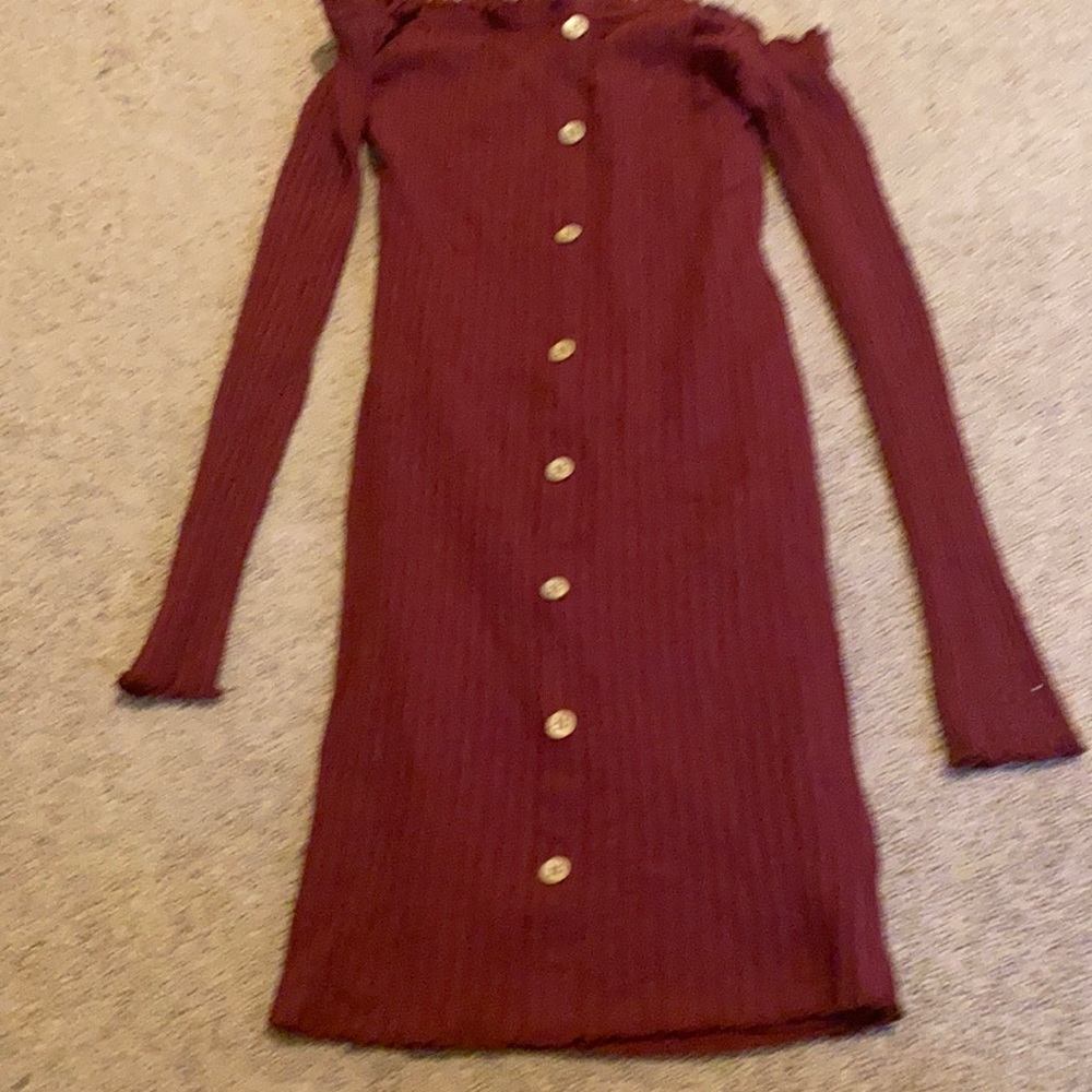 In a maroon color